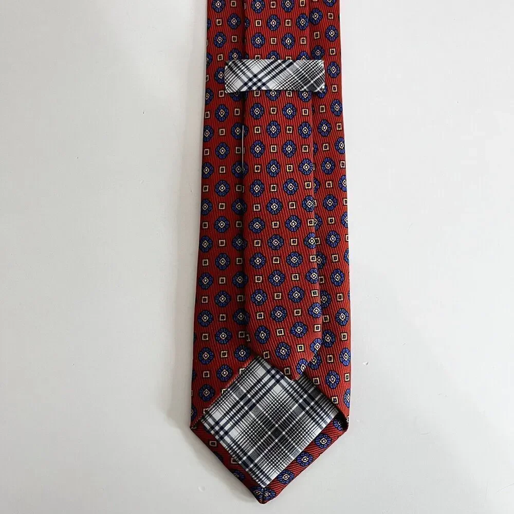 Robert Talbott 100% Silk Tie Orange Blue Made In USA Monterey, CA Men's